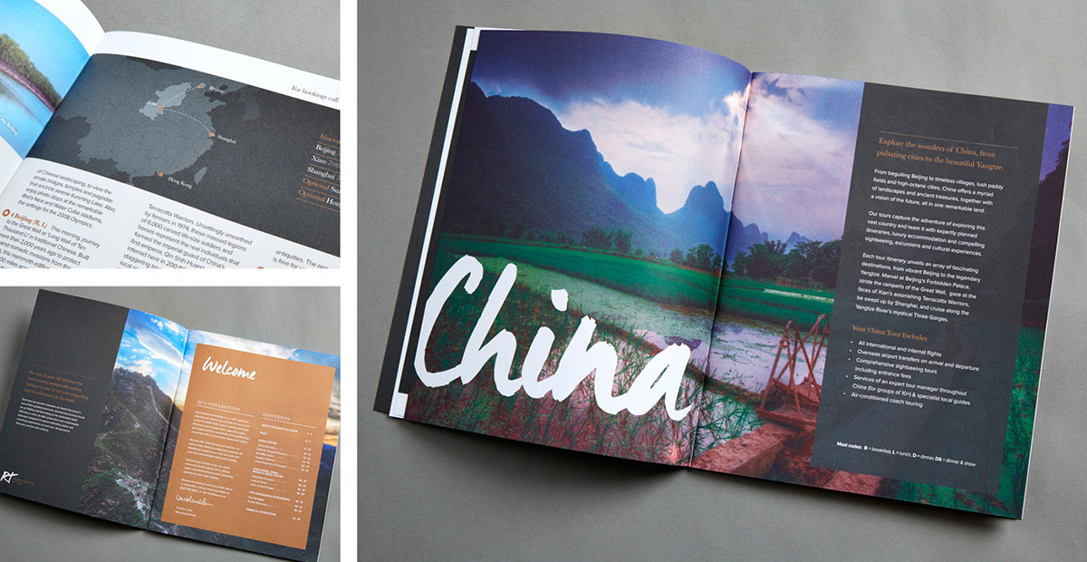 Travel type logo photo brochure Holiday brand guidelines Web grid