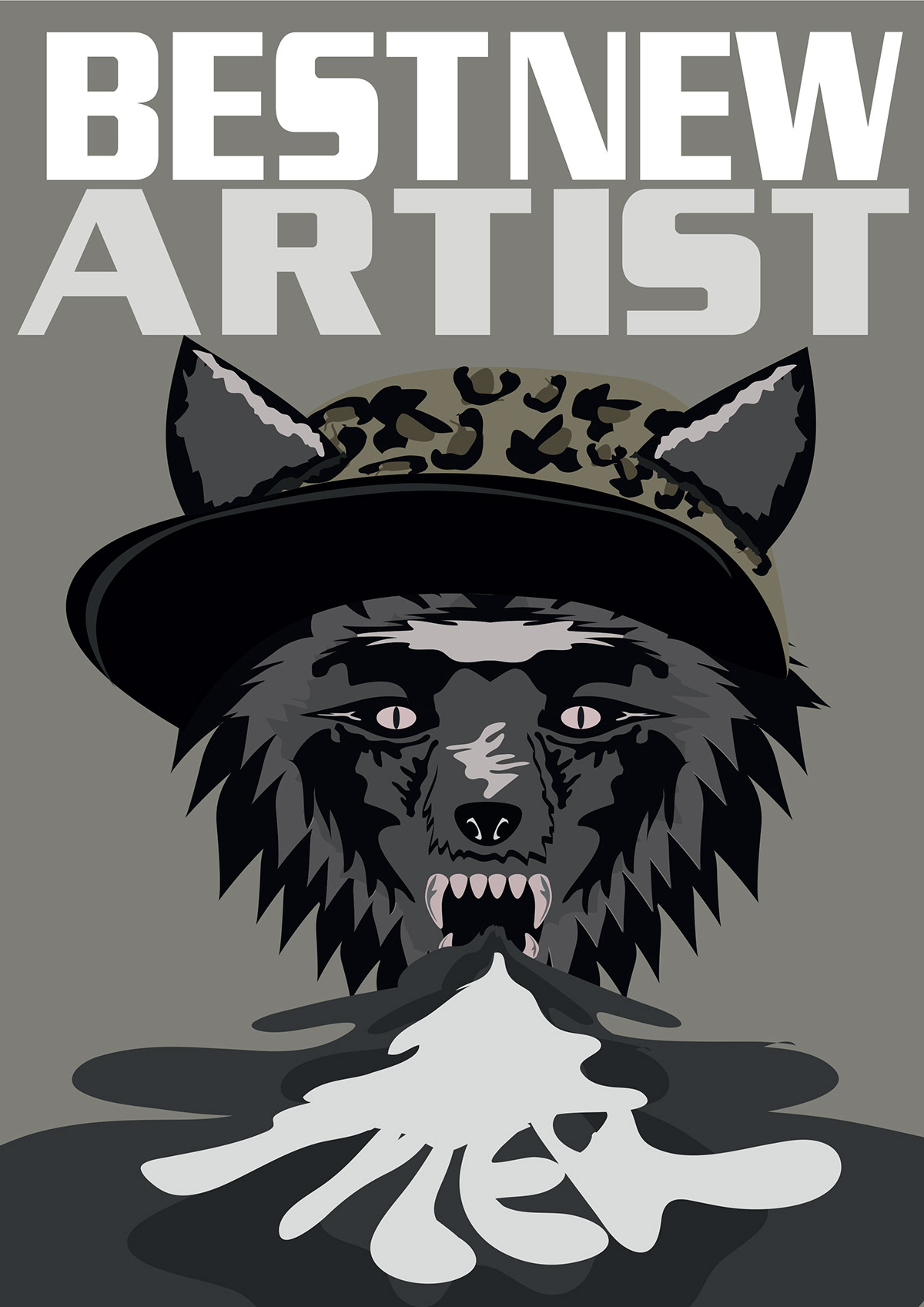 Illustrative shading vector hiphop creative type text splash wolf animal