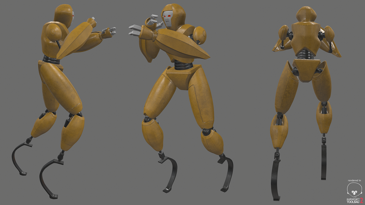 digital 3d characters Autodesk Maya substance painter Marmoset toolbag fighting robot joe zalewski