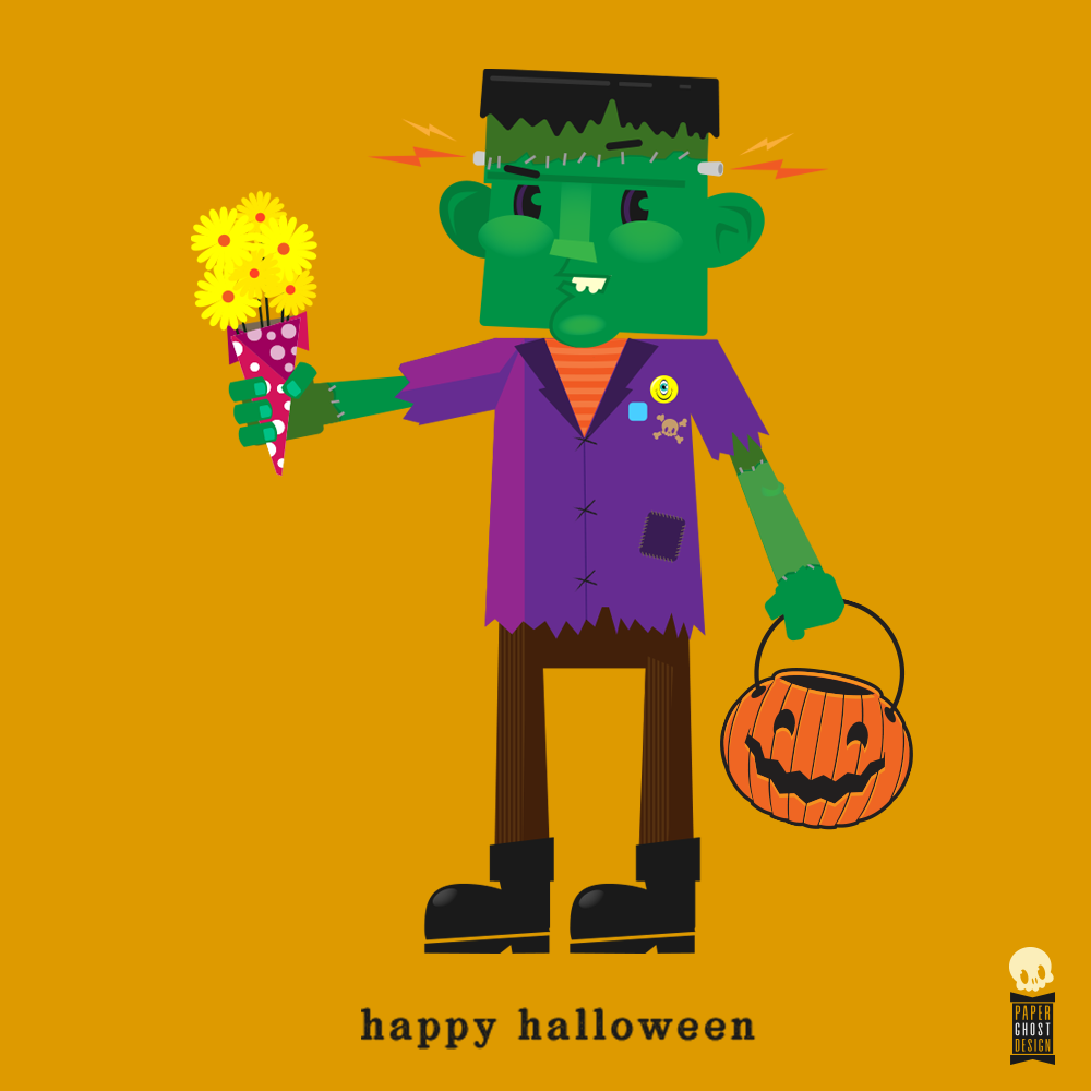 Halloween monsters witch frankenstein Character design  Holiday vector Retro seasonal