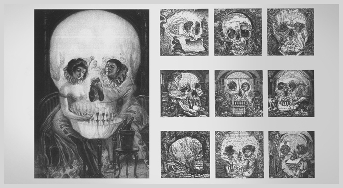 Halloween frankenstein illusion horror optical illusion Sven Sauer skull skull illusion poster festival