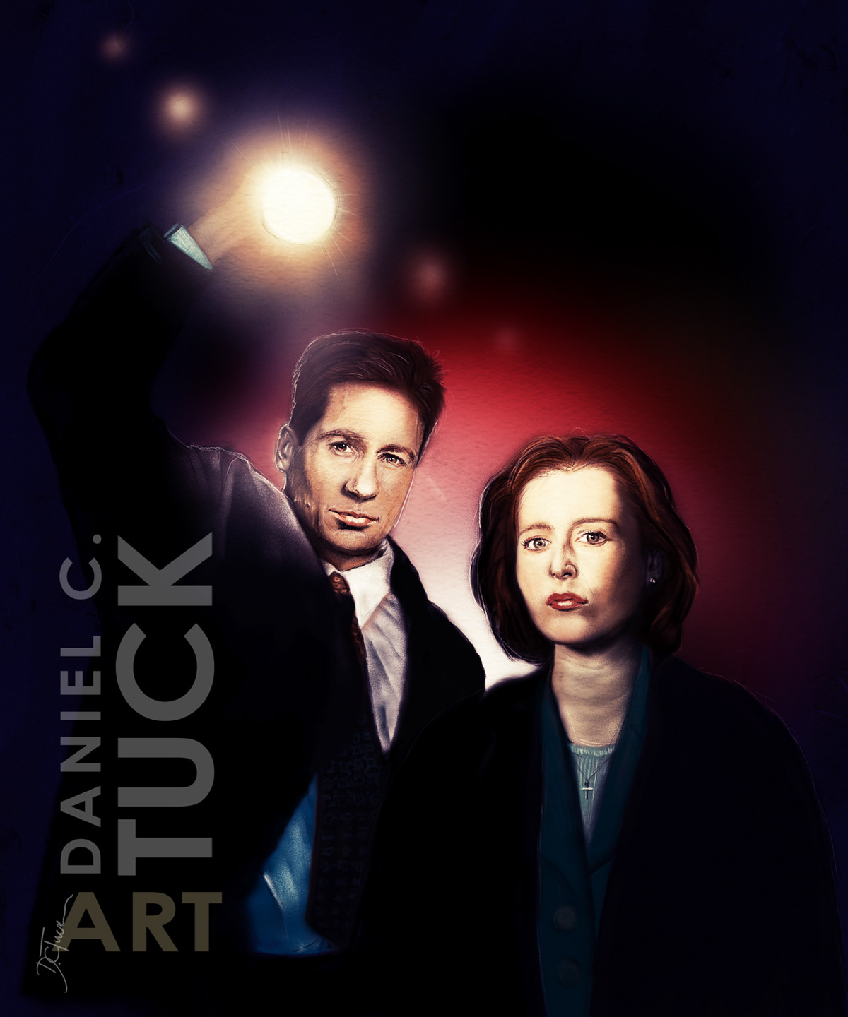 x-files mulder scully david duchovny Gillian anderson chris carter UFO mystery conspiracy tv Fan Art