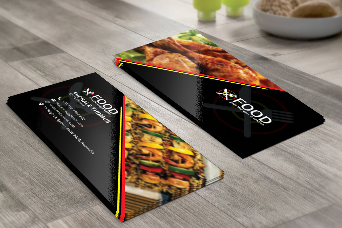 business card colorful design Fast food Food  hotel psd restaurant restaurant Business card shop