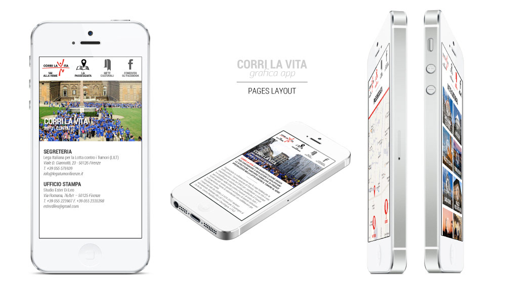 Corri vita app design ios android Layout graphic Manifestazione Evento Event firenze Florence Italy Health