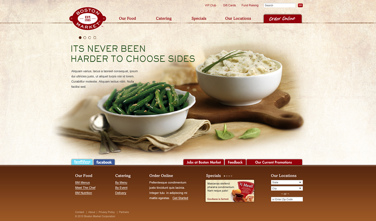 website redesign Food  restaurant