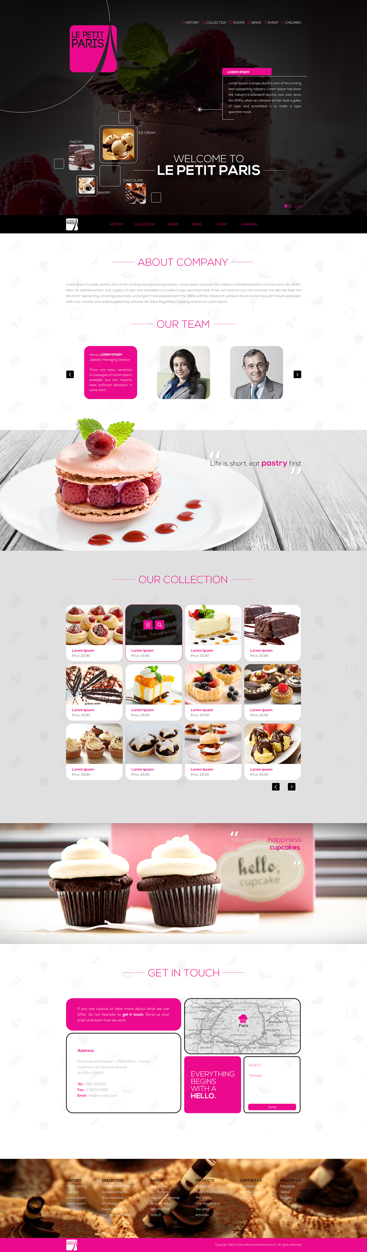 le petit Paris pastery bakery chocolate ice cream Website design