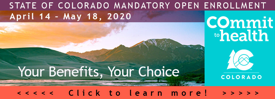 Open enrollment 2020 Colorado human resources banner.