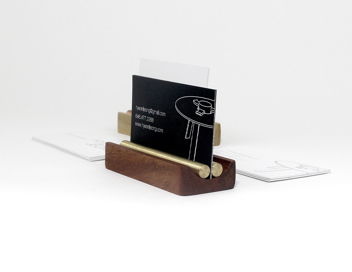 card holder brass copper wood