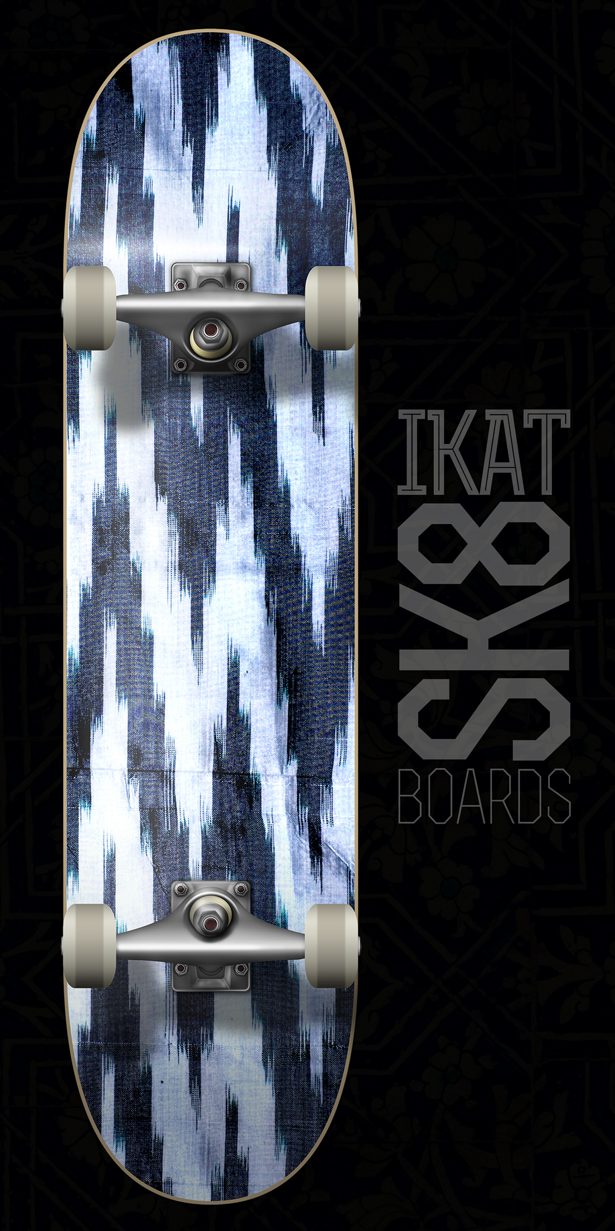 Ikat uzbek skateboard prints