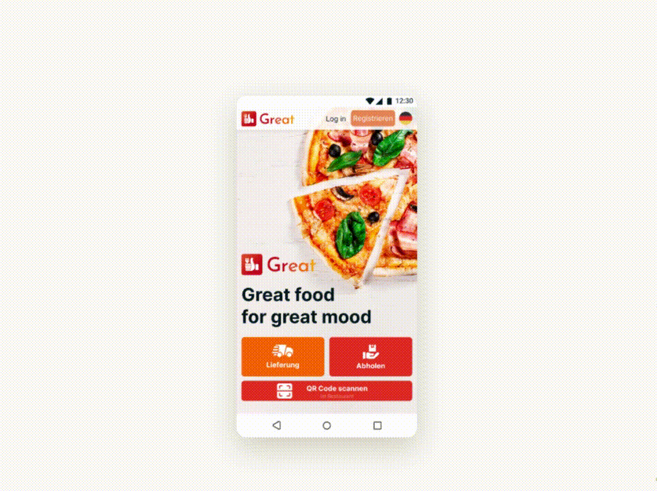android app animation delivery delivery app Food  food app german app orange Pizza tasty