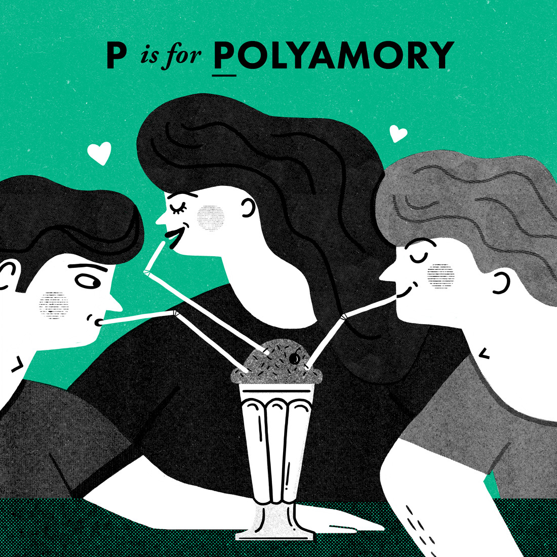 alphabet illustrated series Modern dating Love Relationships vintage risograph ABCs online dating character illustration