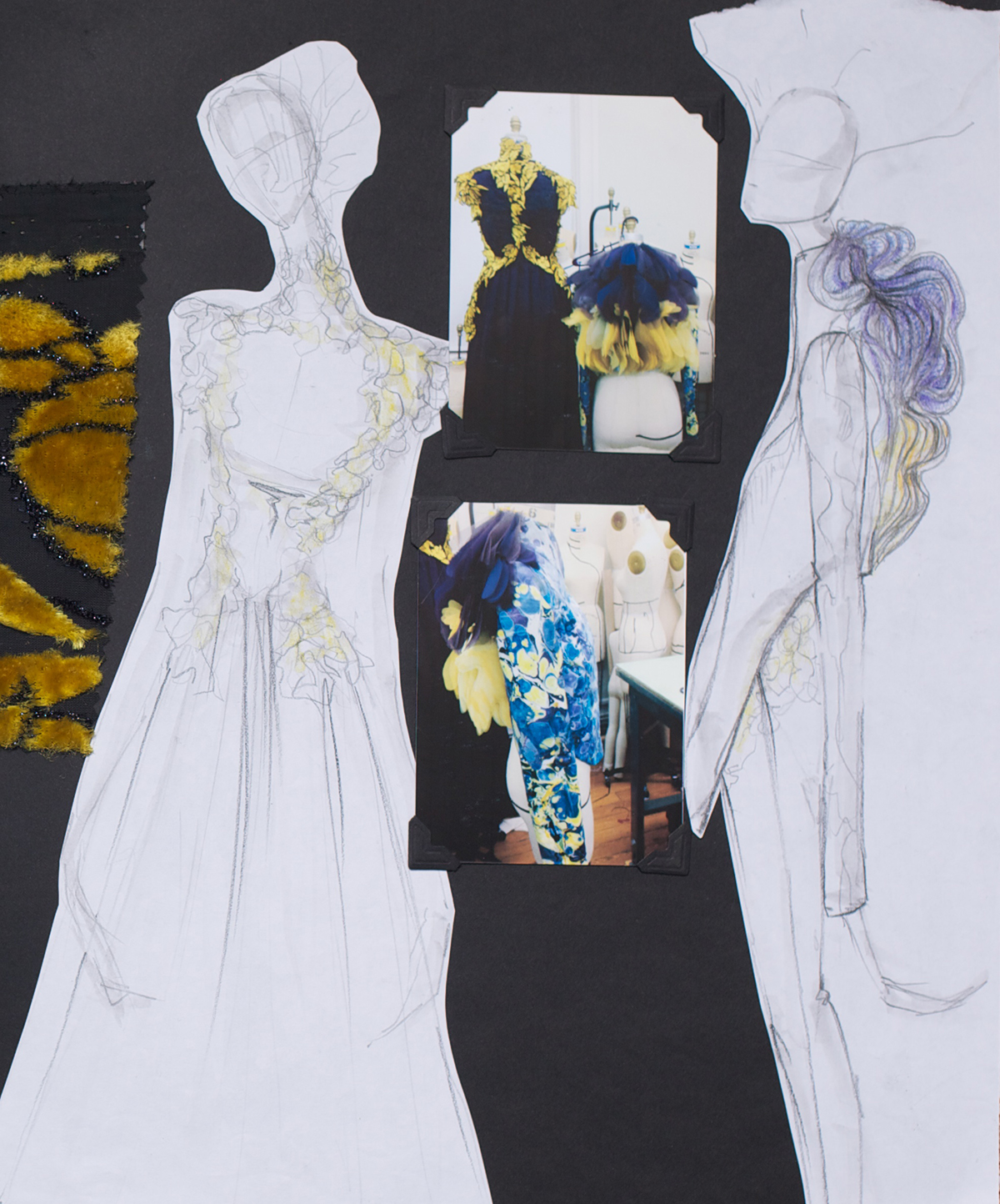 marbling vincent van gogh impressionism fashion design sketching Process Book Collection textile manipulation Senior Collection