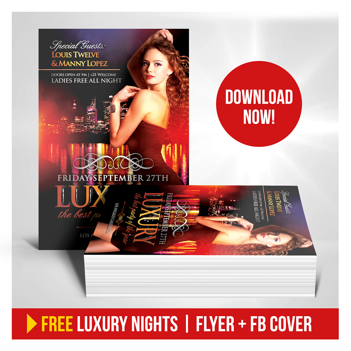 free psd louis twelve luxury nights Vip Nye deluxe luxurious flyer template poster facebook cover fridays Saturdays Latin