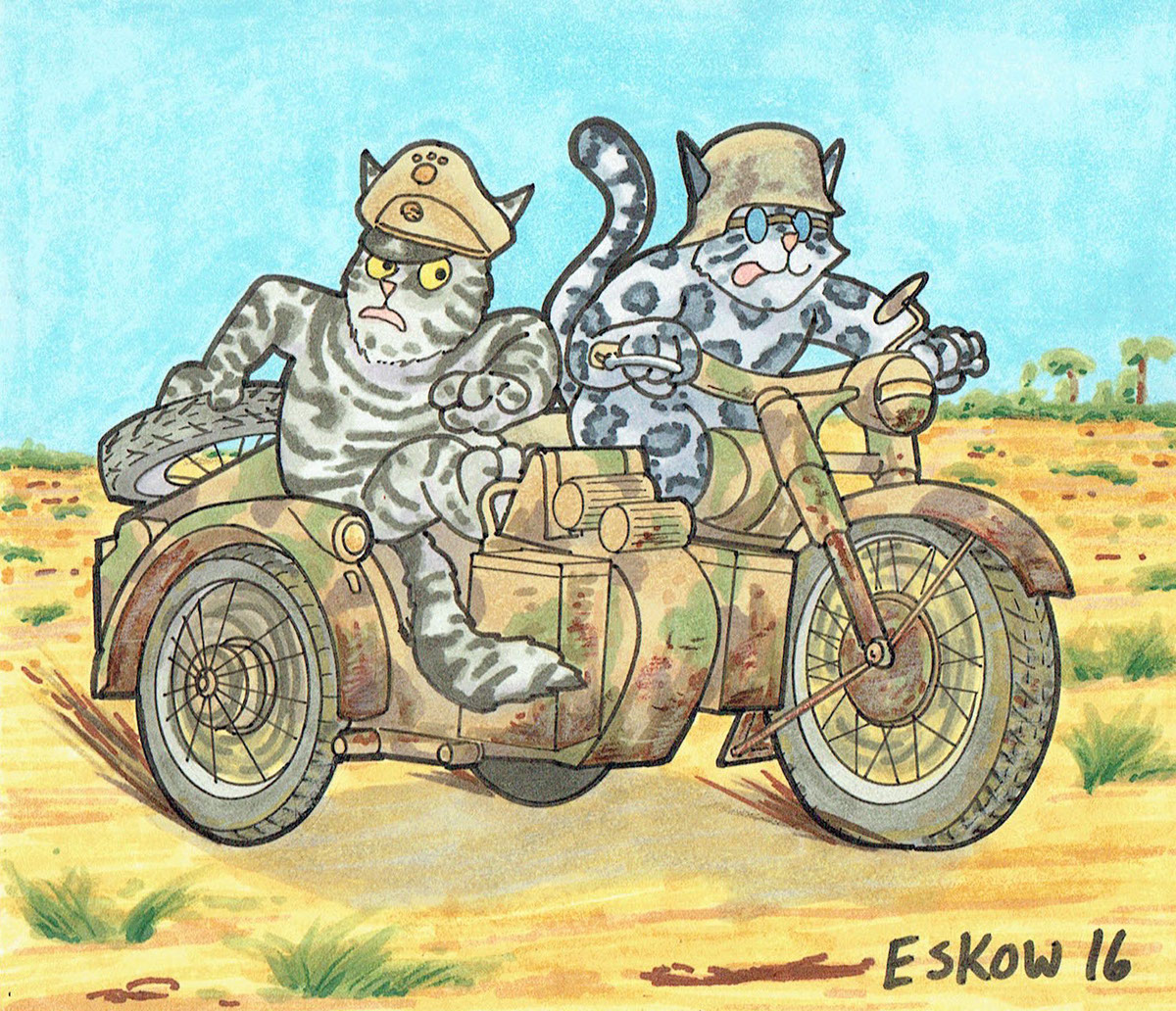 Copic Tank cats design ink