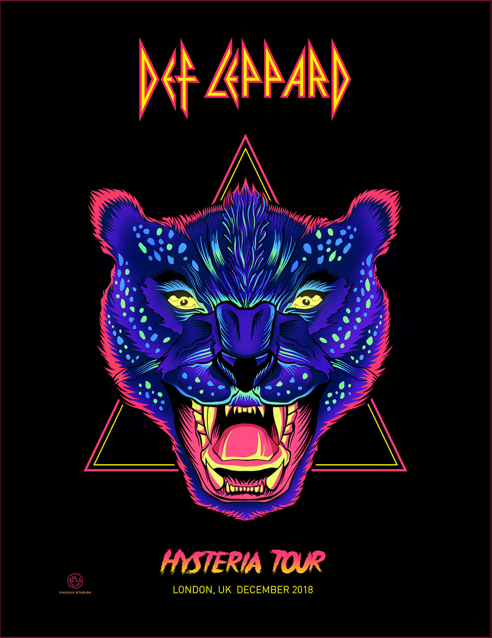 rock poster metal def leppard heavy metal leopard Cat Retro 80s band