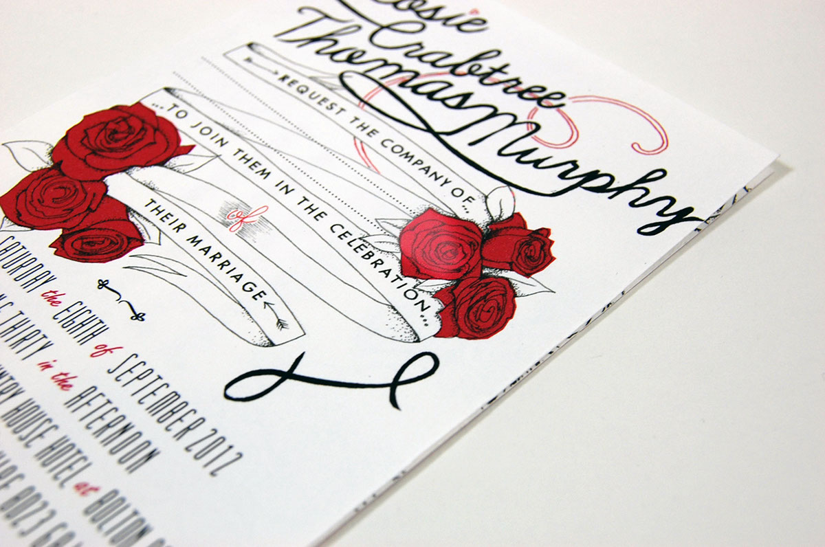 wedding wedding invitation rose hand drawn Invitation stationary