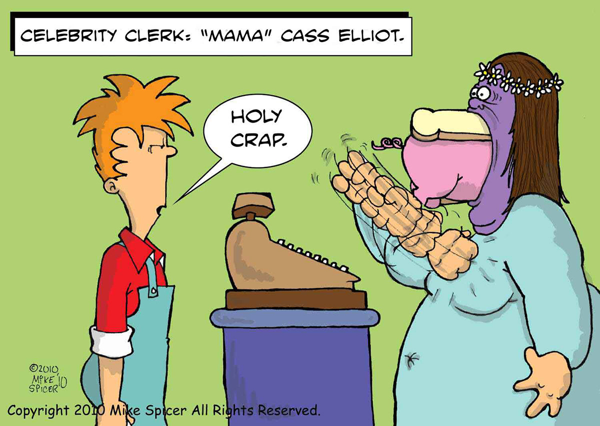 Celebrity Clerk store customer cartoon pig ham sandwich cass ELLIOT