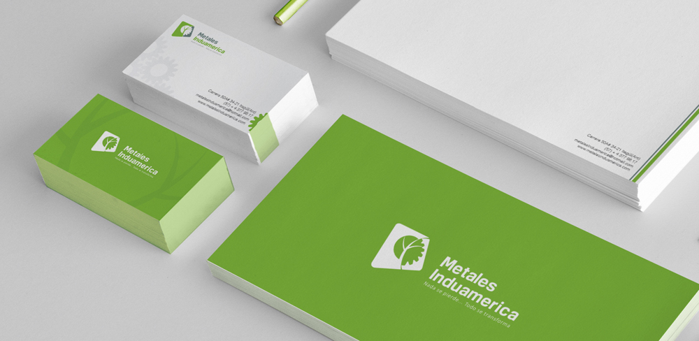 identidad corporativa logo ecologico industrial reciclaje metales medio ambiente tarjetas personales membrete Carta Sobre