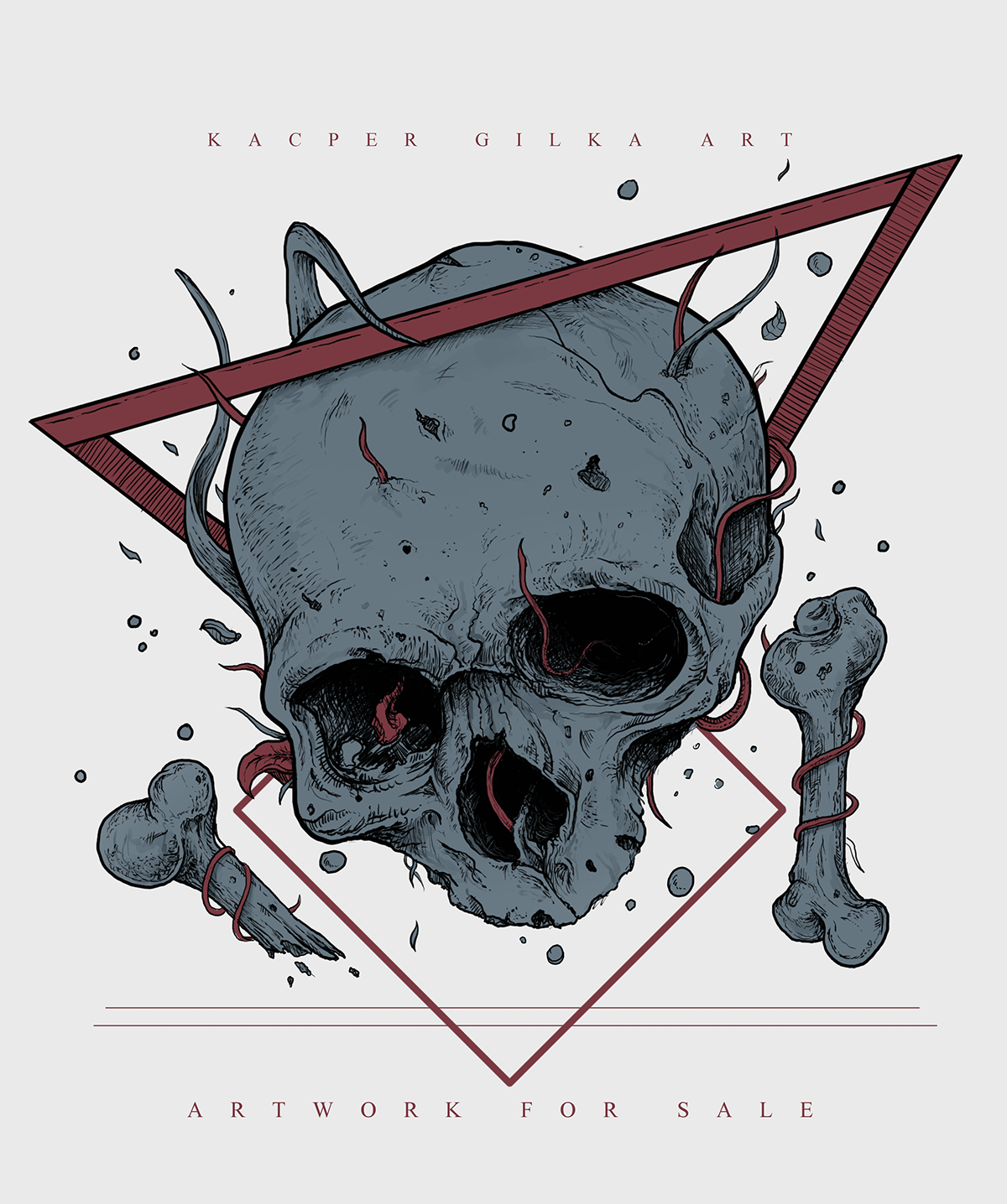 skull artwork ILLUSTRATION  dark art creepy tshirt graphics brand Merch ink