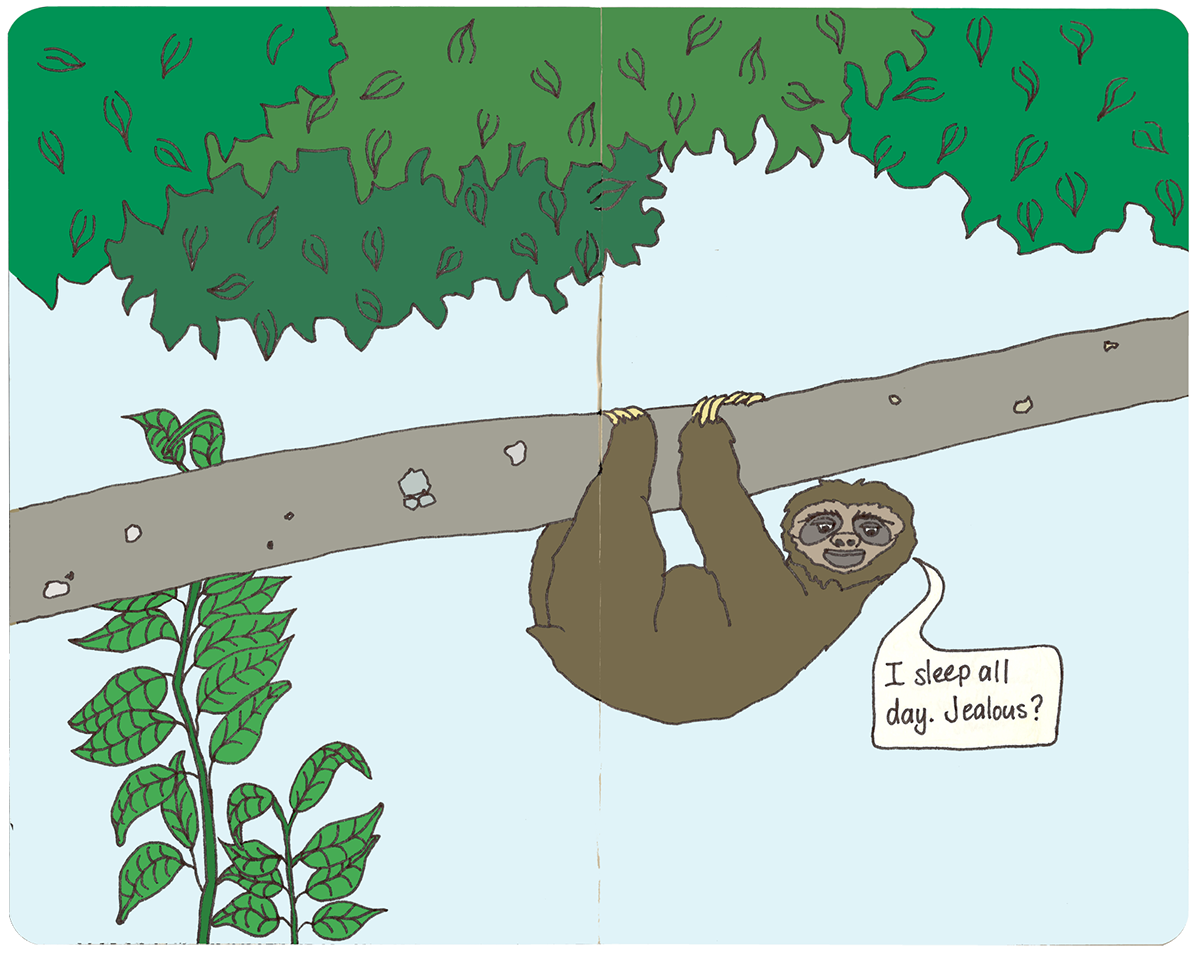 moleskine cartoon skinetoon humour funny drawings animals seahorse sloth Diary elephant shark ostrich chicken