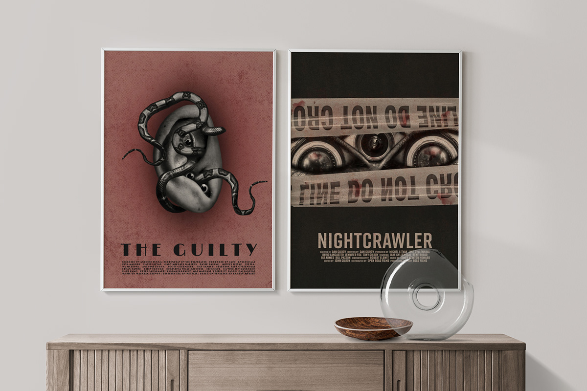 collage Digital Art  Digital Collage digital illustration film poster Jake Gyllenhaal movie poster Nightcrawler poster Poster Design