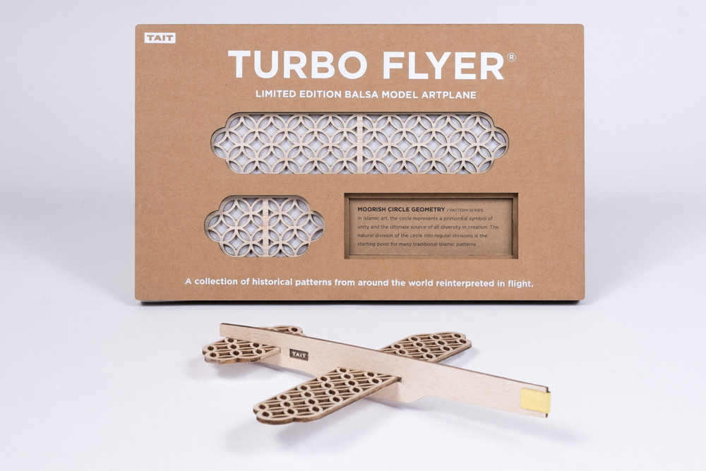 Turbo Flyer Tait Design Co. toys airplane Balsa Model Airplane moorish pattern lazer cutting