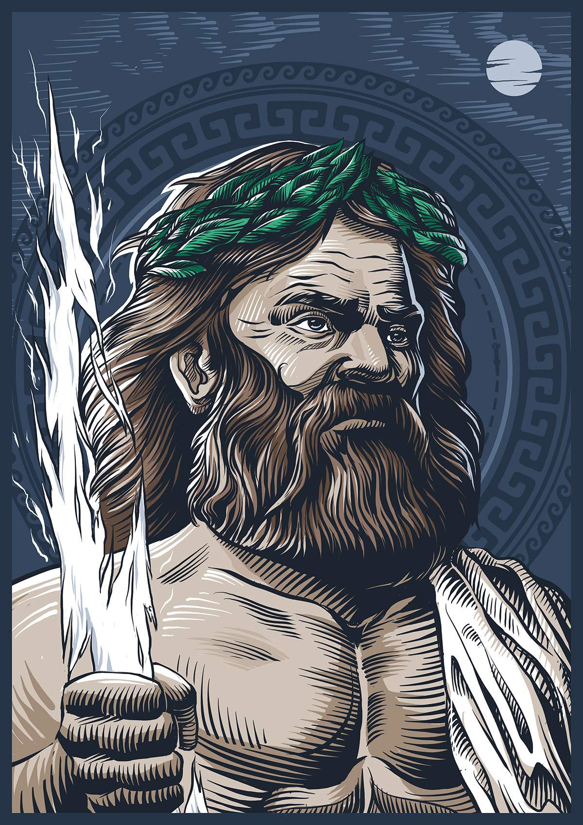 greek gods art poster portrait sokolov Ancient zevs hades athena engraving