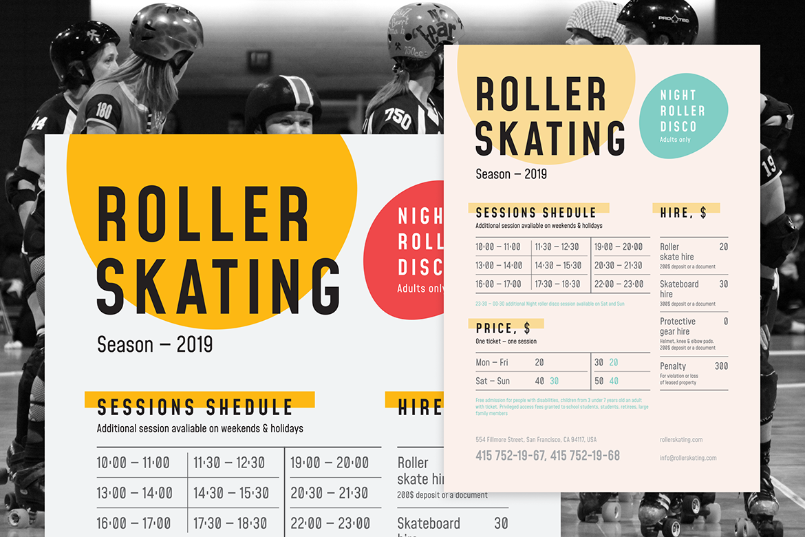 schedule poster flyer template roller Event timetable Skating Ice Rink table