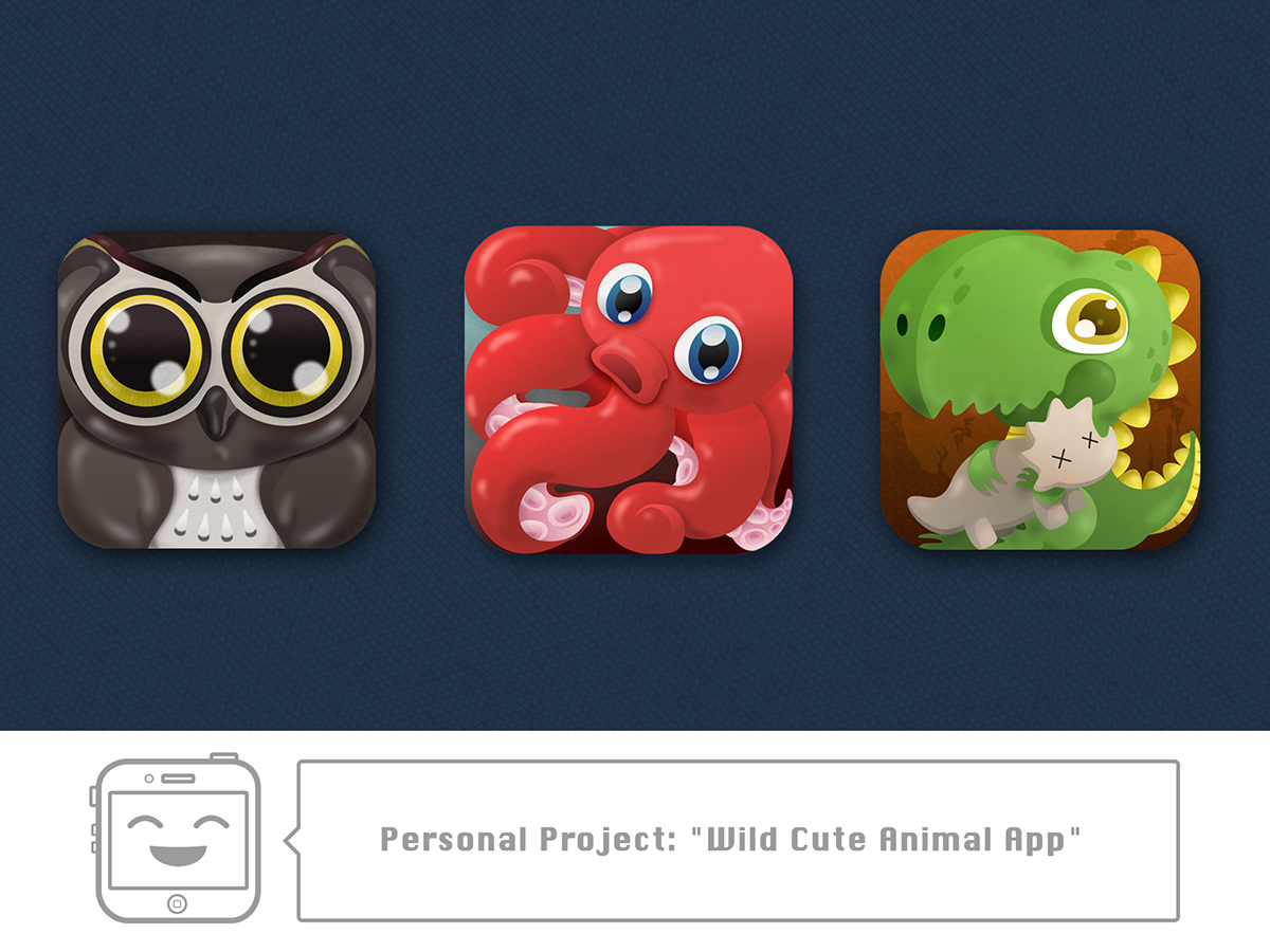 icons  bunny Dinosaur owl octopus iphone icon iphone  FireWorks  adobe illustrator animals