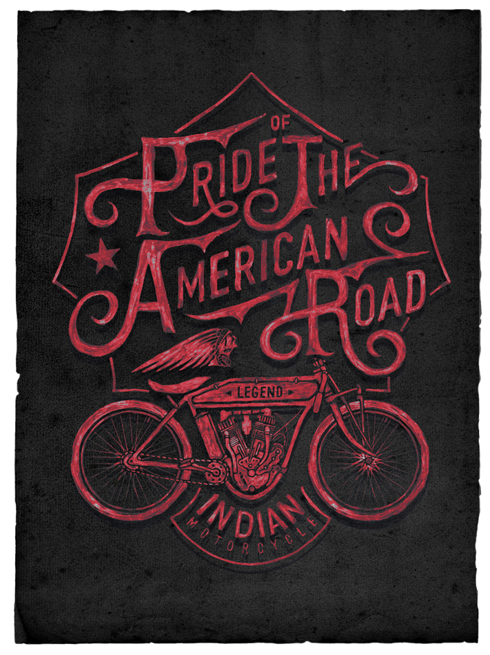 bmd design indian motorcycles watercolor hand-lettering