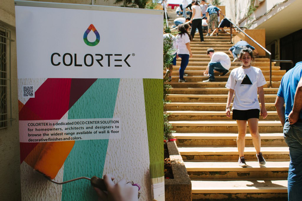 dihzahynrers paint stairs NGO colortek colors ayadina Beirut lebanon