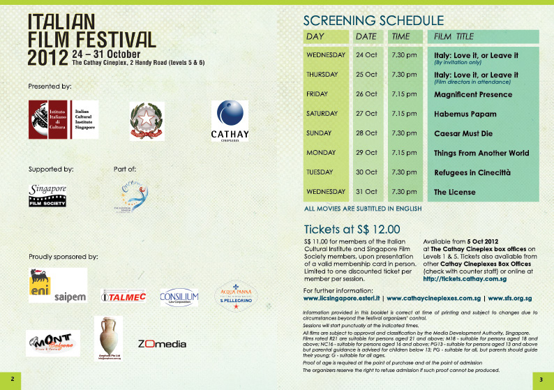 design  print  italian film festival  Singapore film