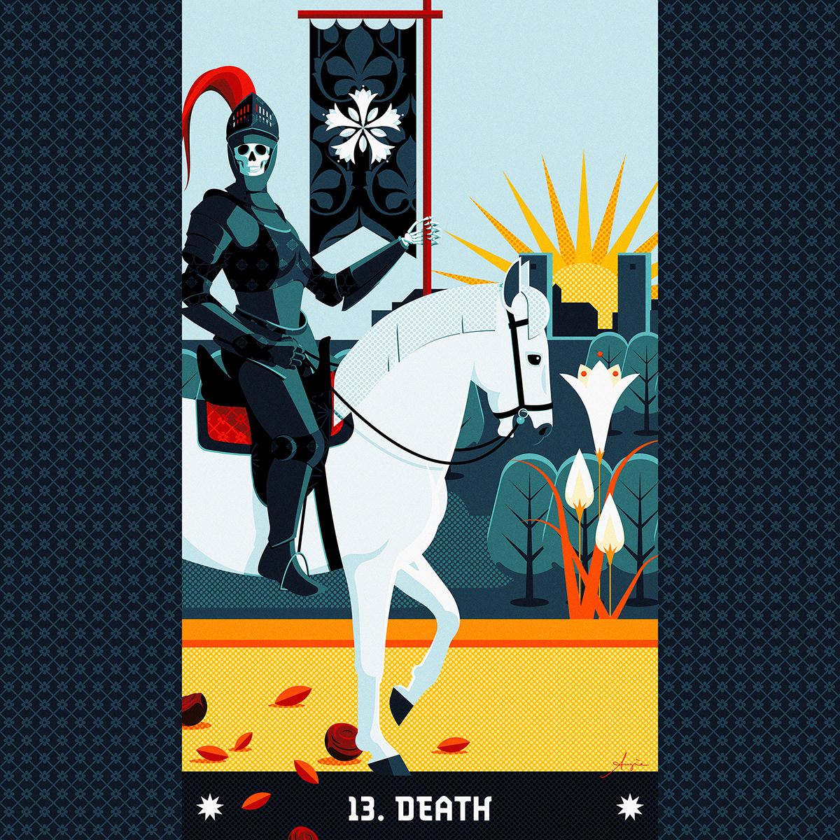 Digital Art  ILLUSTRATION  artwork stylized tarot deck card adobe illustrator death skull