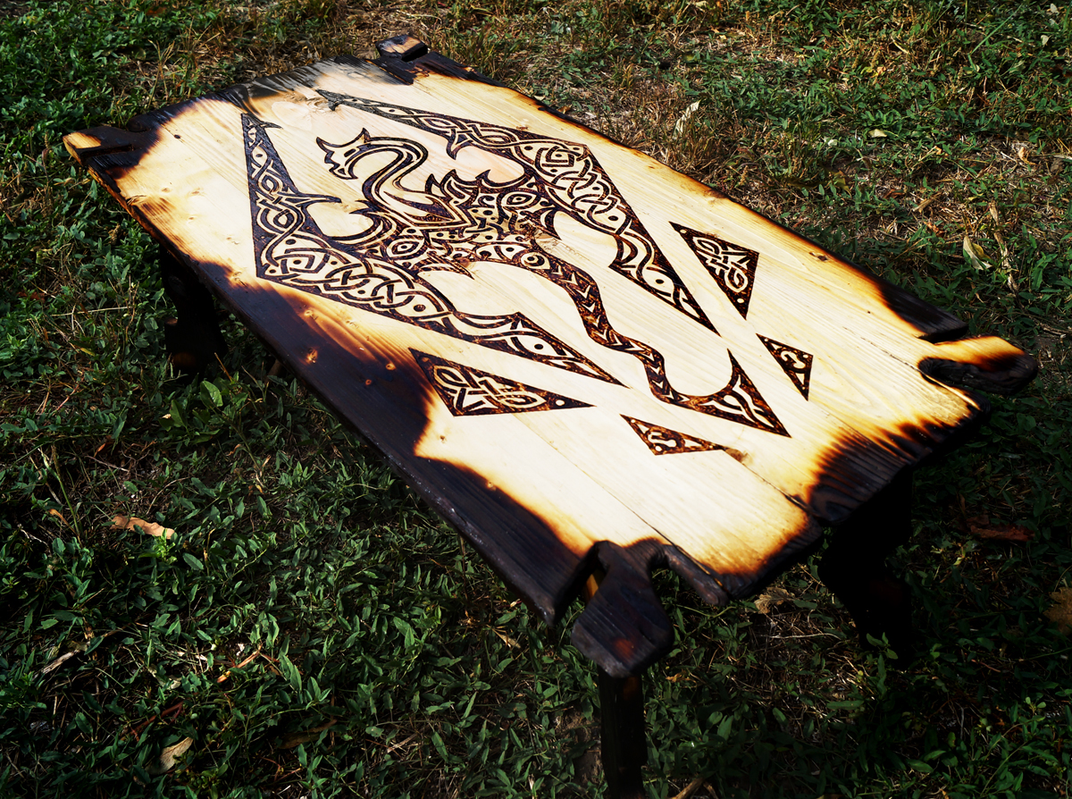skyrim. game oldschool burn furniture table TES geek fu ros dah!