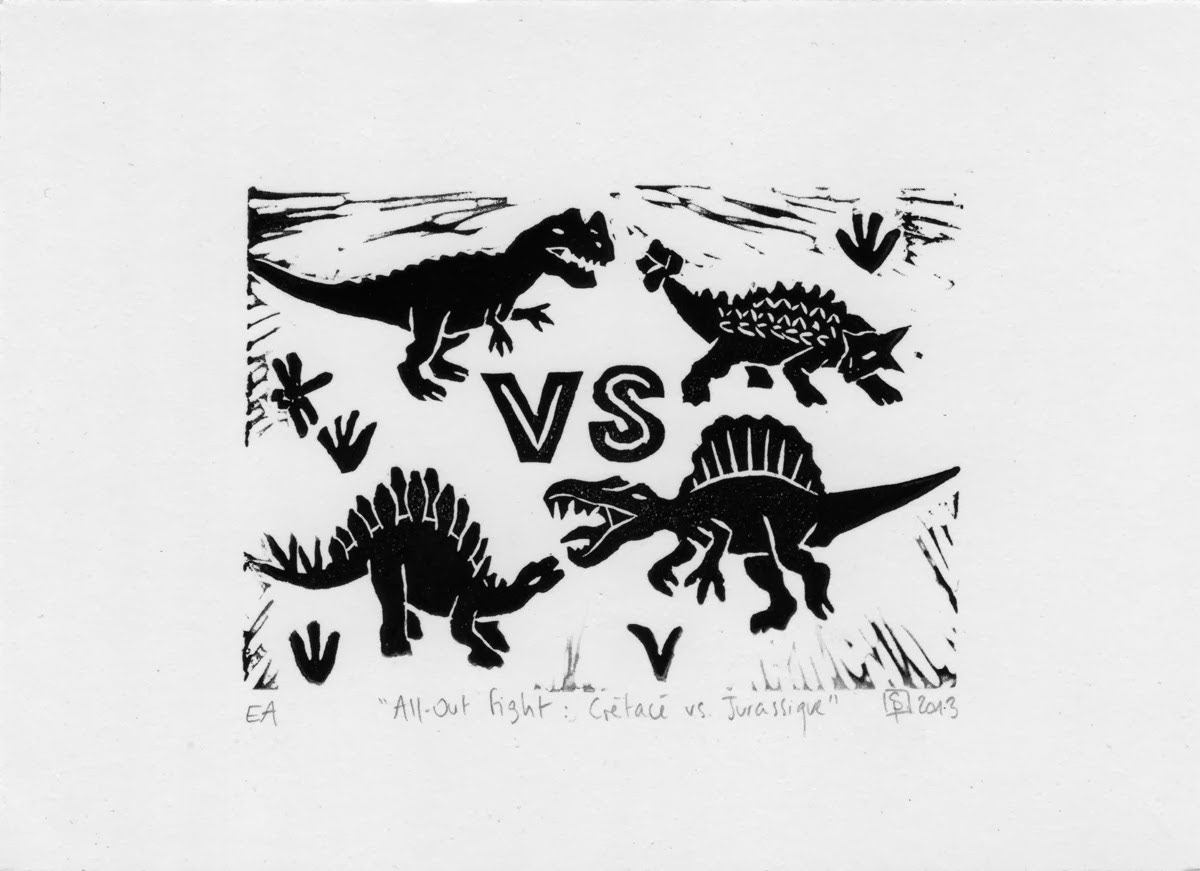 engraving gravure Dinosaur dinosaure préhistorique Gomme
