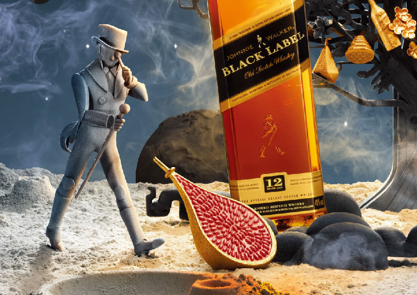 Johnnie Walker Whiskey photoshoot 3d print china asia key visual campaign diageo