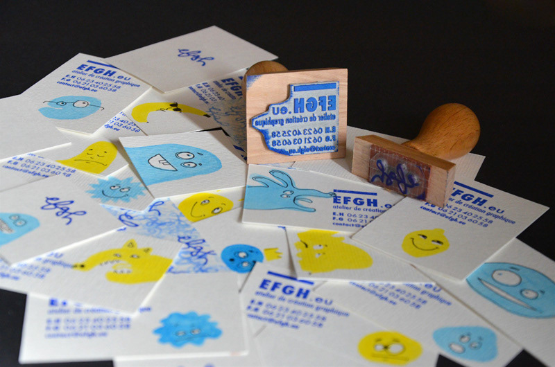 business card stamp acrylic efgh visual identity buffer
