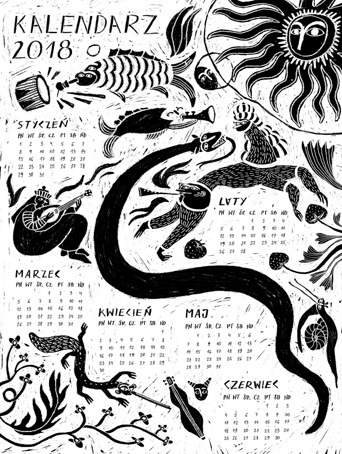 calendar medieval middle ages animals Drawing  ILLUSTRATION 