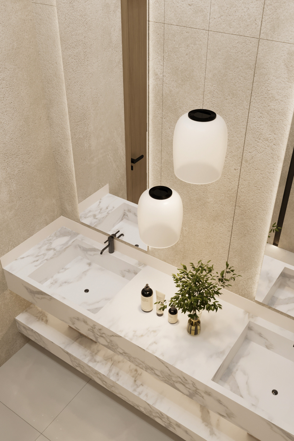 wall design powder room interior design  modern corona bathroom Sink 3D рендер
