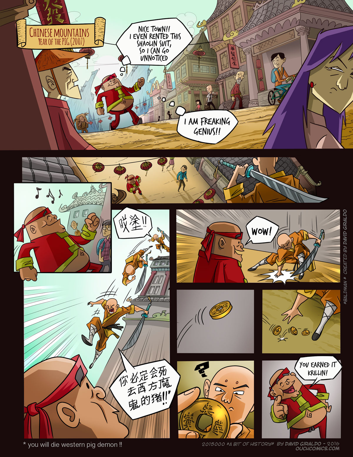 comic diseño de personajes caracteres personajes Shaolin calvo gordo ilustracion
