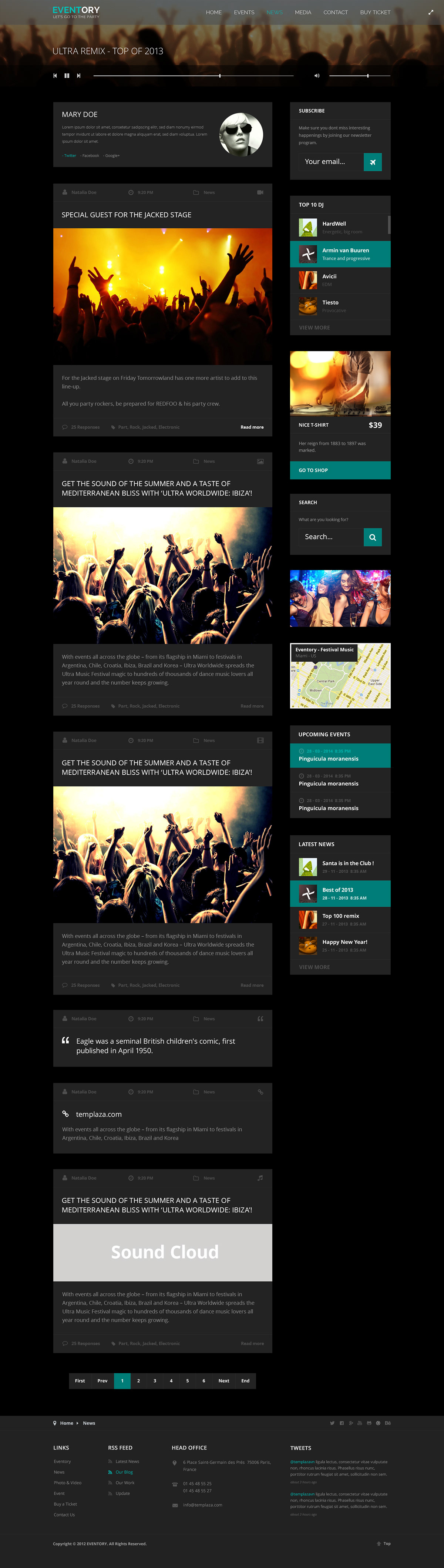 joomla template Events festival party clean modern DANCE   flat ux UI company studio agency