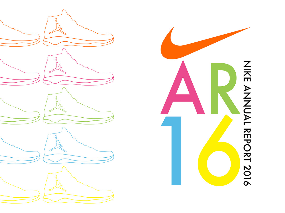annual report Nike nike inc converse shoes Hurley digital design UTA Arlington neon bright fresh clean illustrations