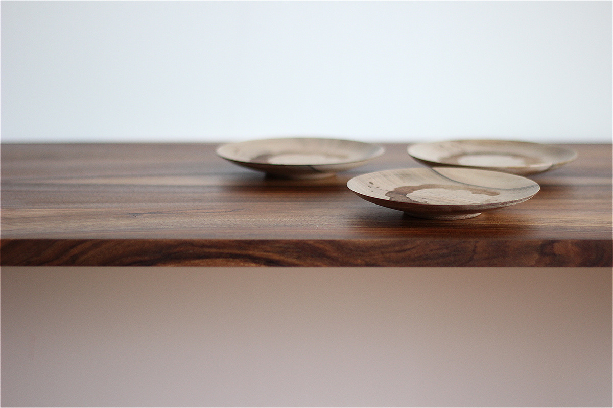wooden plate pattern woodturning Coffee stain lathe walnut