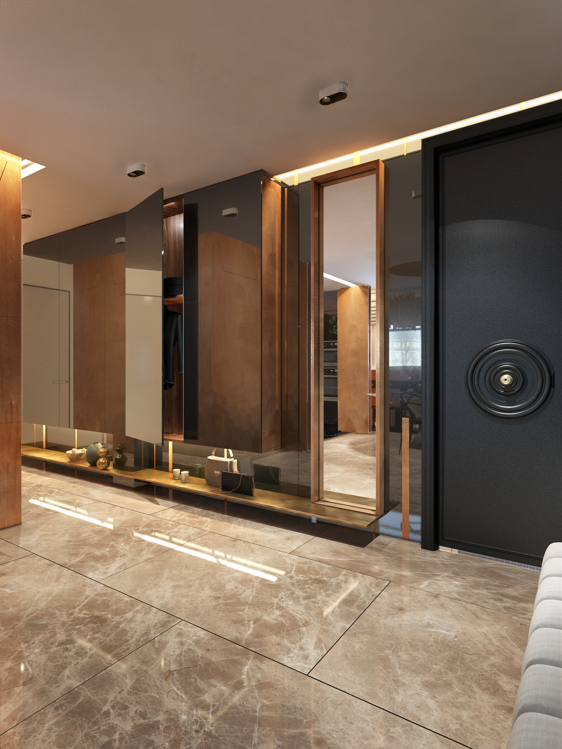 interior design  modern luxury apartment Minotti London Residence kingston house marbledesign