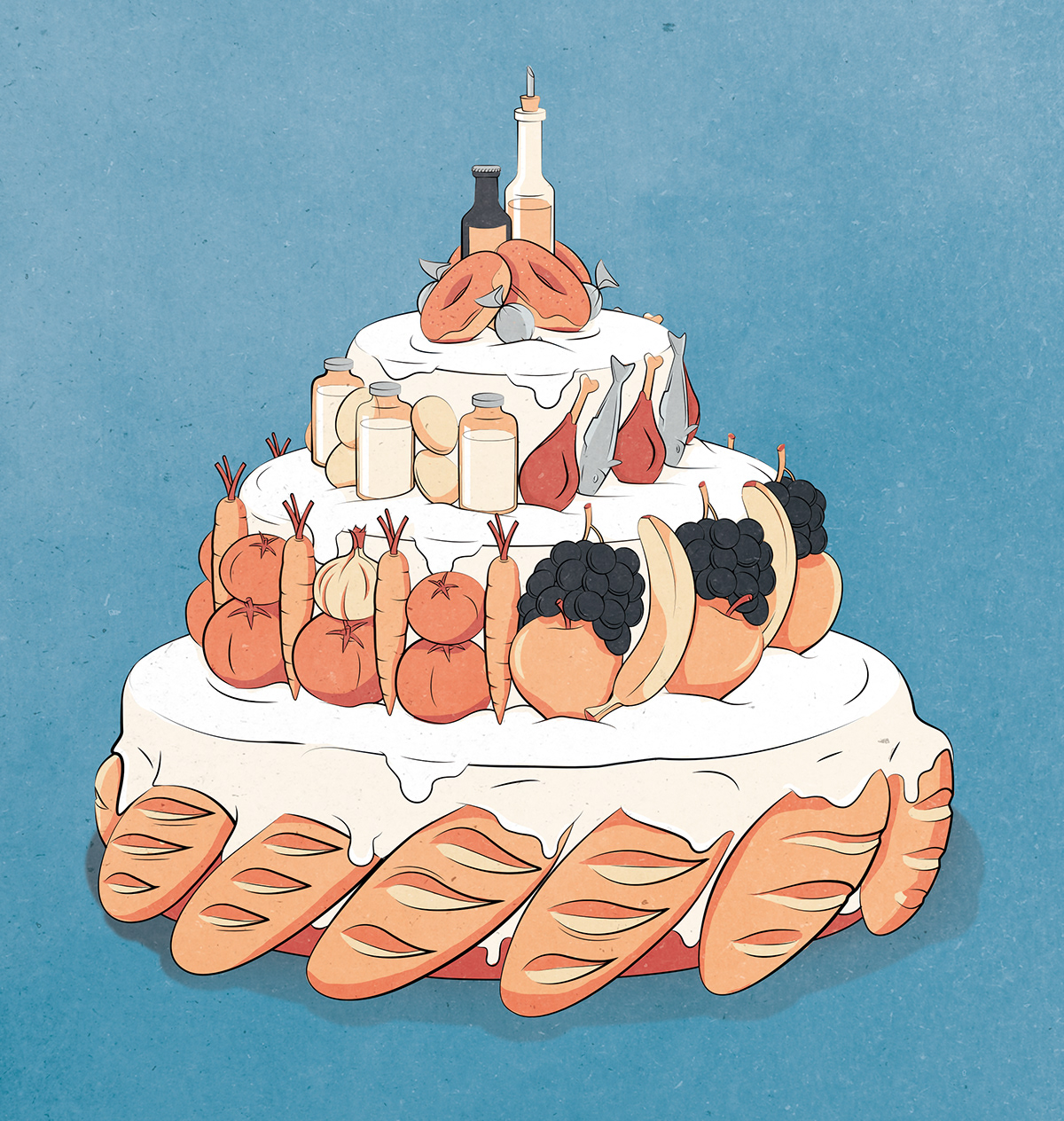 cake Food  editorial food group fish bread Fruit Candy illustrations Health Illustrator photoshop