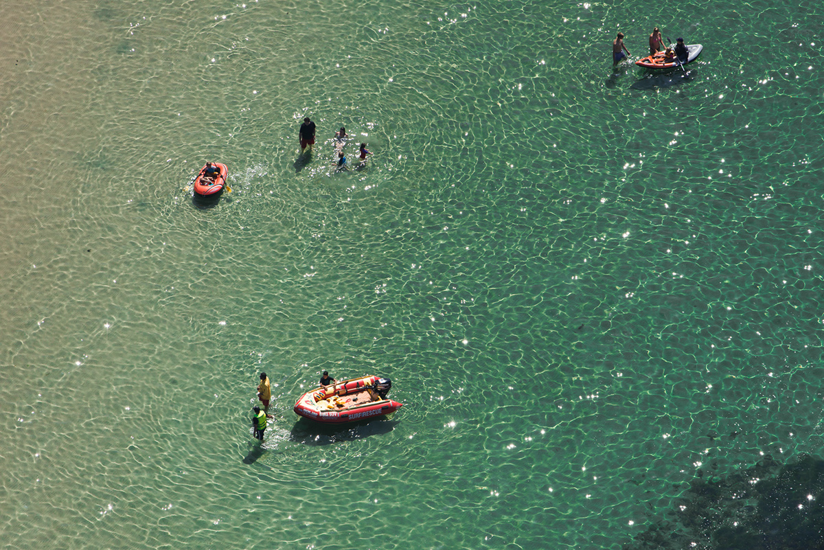 Melbourne Australia Aerial Sandringham beach brighton summer swimming Boats kayak Jetski abstract