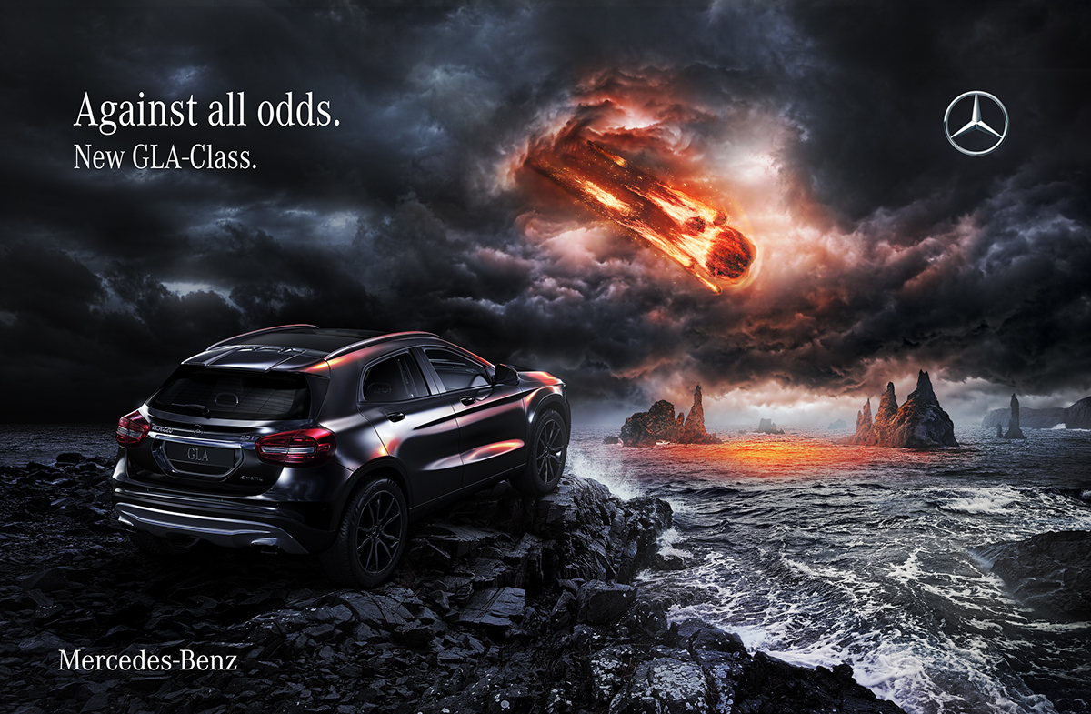 mercedes-benz car asteroid apocalypse CGI Matte Painting