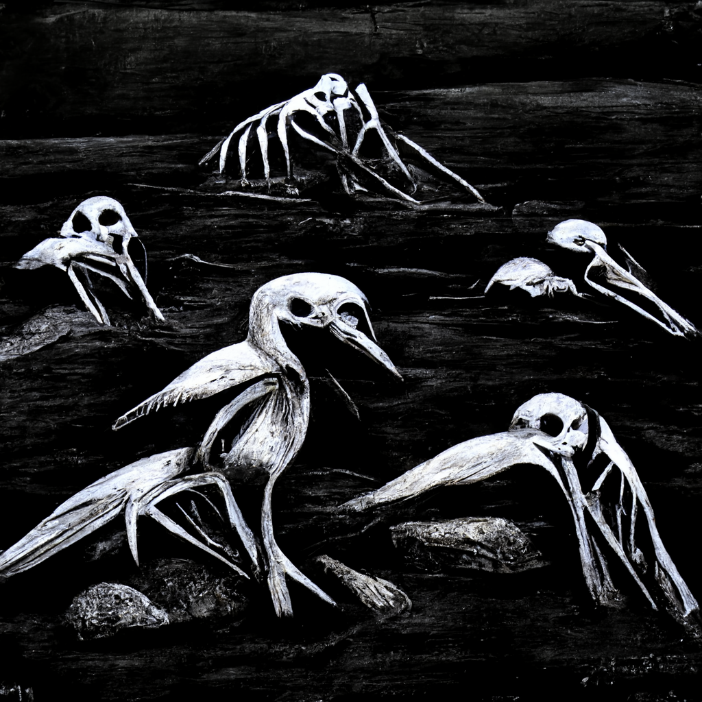 AI-generated Images black and white creepy dark Digital Art  Fous de bassan gritty horror iles-de-la-madeleine monster