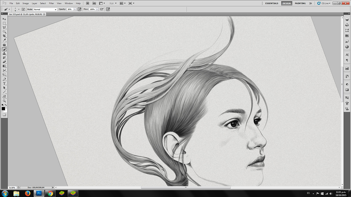 portrait hair girl female woman crosshatching sketch