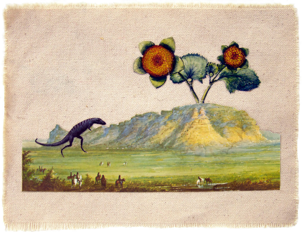 Dinosaur prehistoric Nature cowboy collage